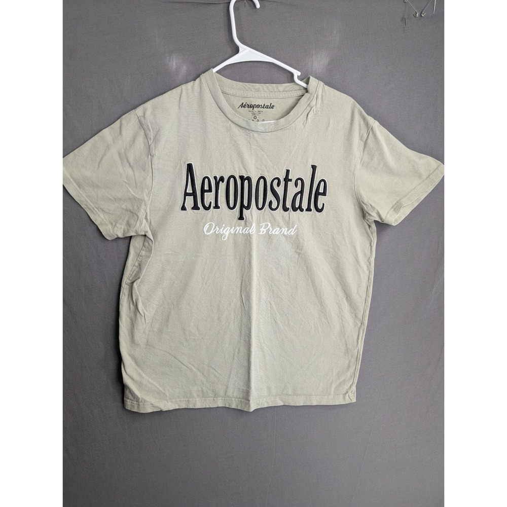 Aeropostale Mens Spellout Logo Graphic T Shirt Gray Size M